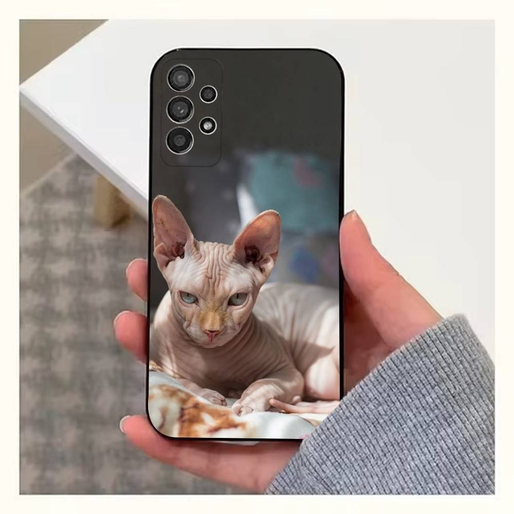 Pet Sphynx Sphinx Cat  Phone Case For Samsung S22,S21,S20,S10,S9,S25,S24,S23,Ultra,FE,Plus,Lite,Soft Silicone Black