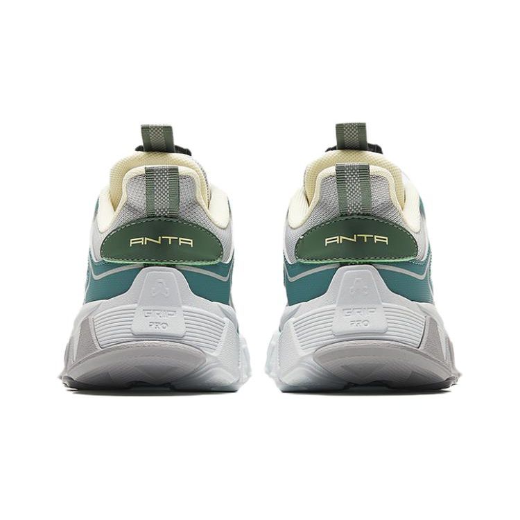 Anta Comfortable Versatile Trendy Shock Absorbing Wear Resistant Kids Casual Shoes Kids Casual Shoes Gray Green A312418861-1