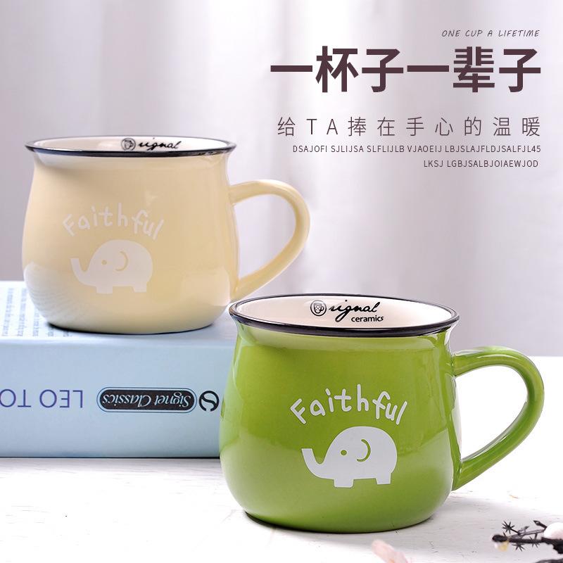 Creative Japanese Ceramic Cup Gifts, Big Belly Cup Breakfast Cup Milk Coffee Cup Color Glaze