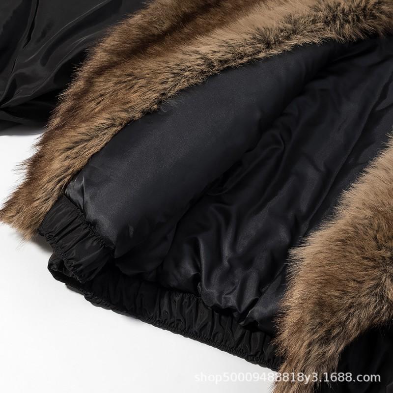 Giacca Bomber da Donna Invernale Streetwear con Collo in Ecopelliccia Spessa Calda Capo d'Abbigliamento Casual a Manica Lunga