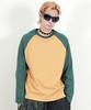 Deumakeu Raglan Color Block Unifarben Langarm T-Shirt Khaki & Senf