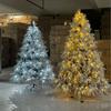 2026 New Pre-Lit White Flocked Willow Christmas Tree with Pine Cones, PE Artificial Xmas Tree for Home & Commercial Holiday Decor
