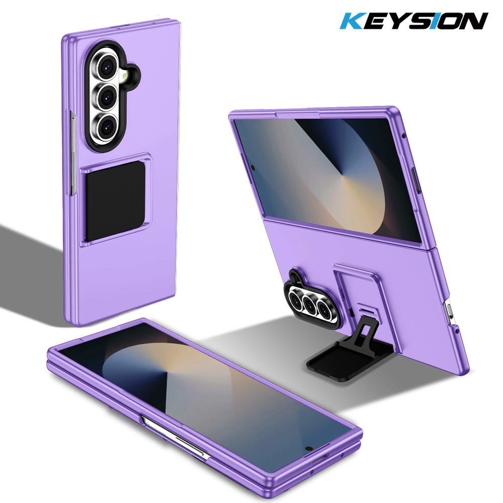 KEYSION Luxury Upright Live Stand Case for Samsung Galaxy Z Fold 7 5G Hard PC Shockproof Phone Back Cover for Galaxy Z Fold 7 5G