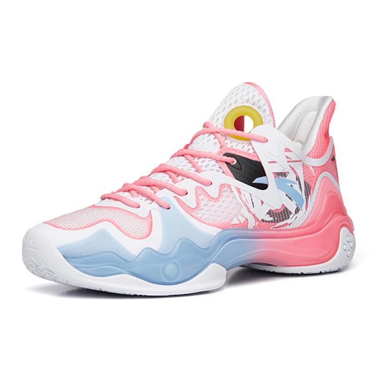 ANTA Shock Wave 4 Basketball Shoes Men's Low top Blue/Pink 112231106-14