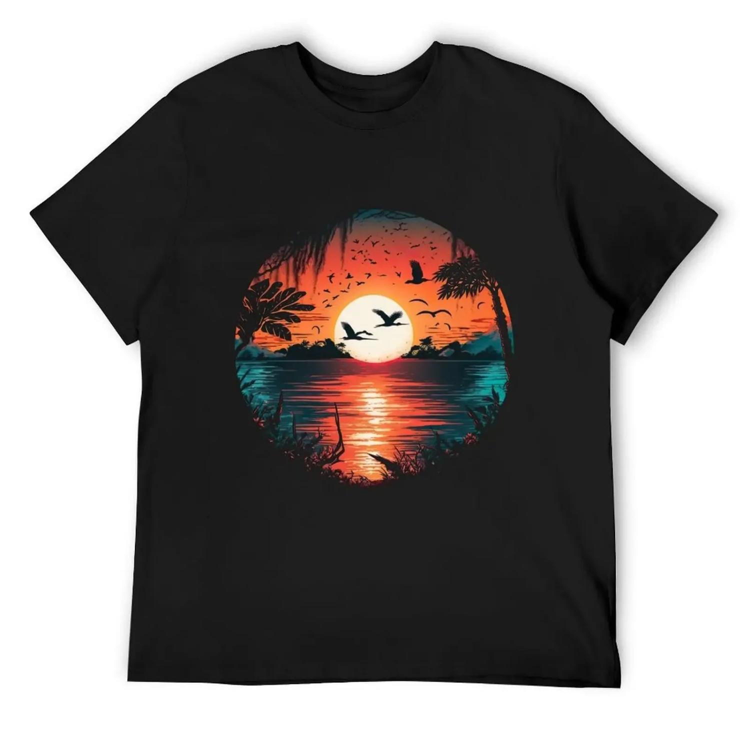 

Retro Sunset Shirt T-Shirt shirts graphic tees croswit shirt man Funny t-shirt black t shirts for men XXXXXL чорний