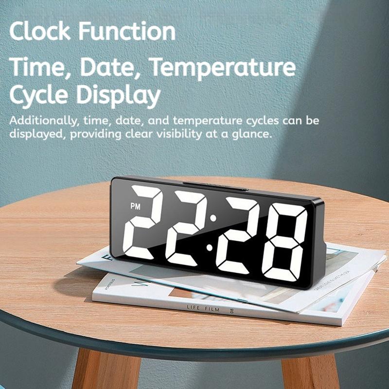 Voice Control Digital Alarm Clock Led Digital Clock Bedroom Alarm Clock Tabletop Led Watch Adjustable Brightness 12/24H NZ003
