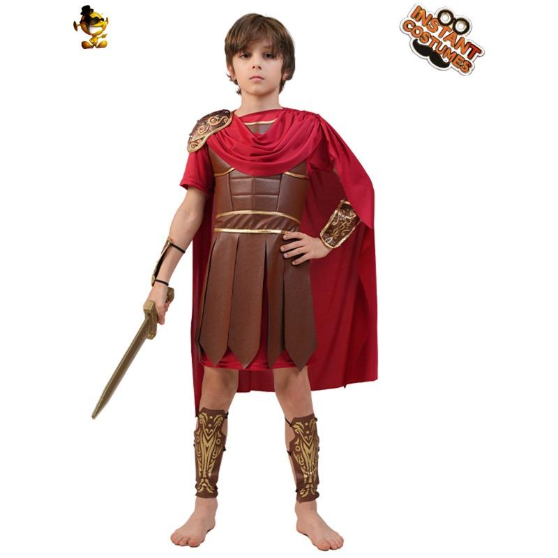 Halloween boy samurai costume, boy Roman warrior stage show boy party costume