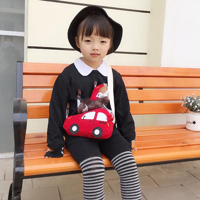 Fashion Kawaii Kids Mini Crossbody Bag - Cartoon Car Pig Canvas Coin Purse Creative Shoulder Bag for Children Boys Girls