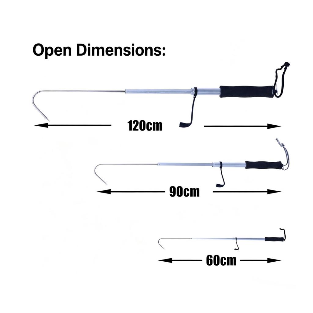Aquatic Hook Tool Stainless Steel Telescopic Fishing Gaff with Safeguarding
