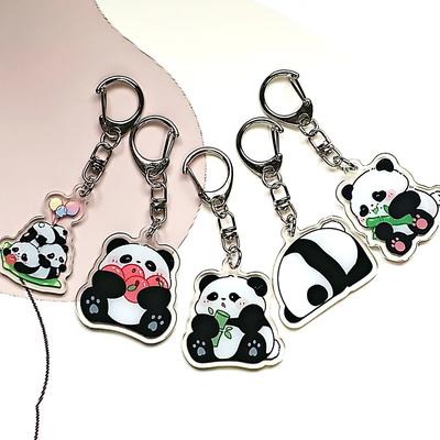 Liebliche Panda Schlüsselanhänger Cartoon Panda Acryl Anhänger Kinder Schüler Lustiger Schlüsselanhänger Schultasche Ornament