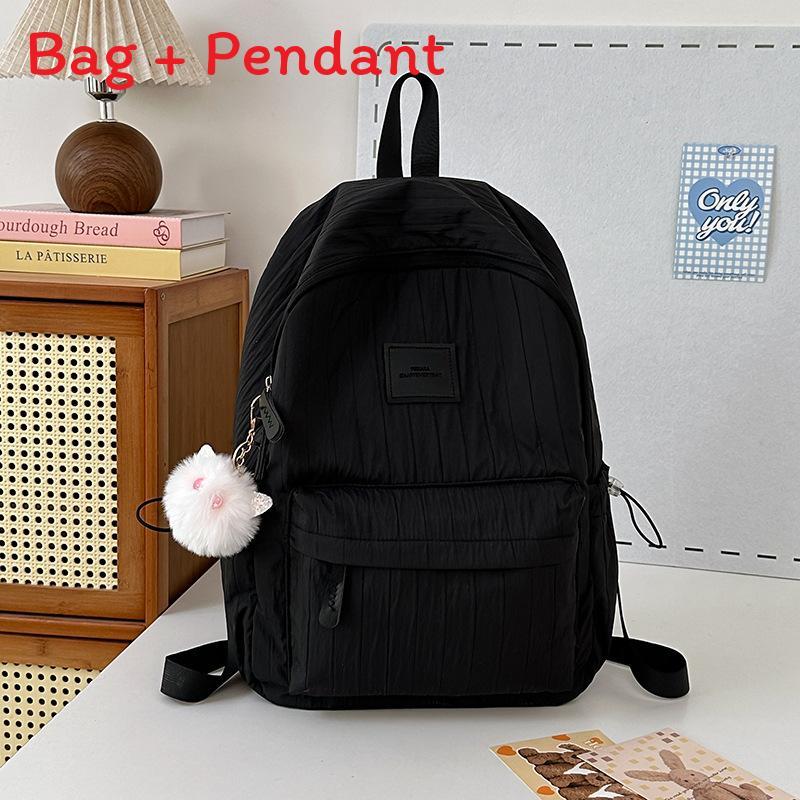 Nylon Girl Backpack With Letter Pattern And Double Shoulder Straps For Daily Use