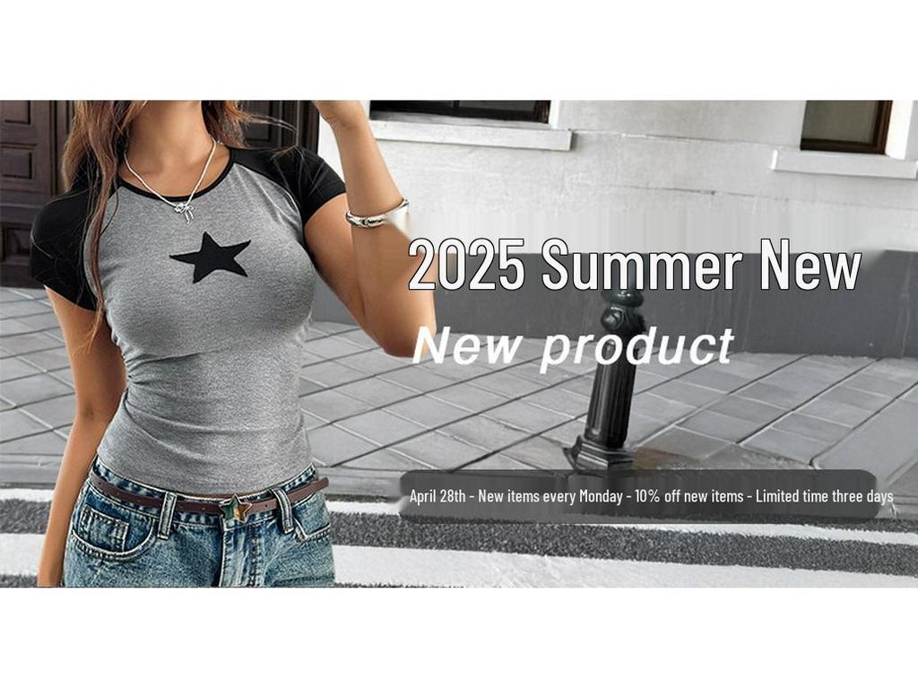 European and American Sporty U-neck Short-sleeved Top & Long Pants Set - Summer 2026 Collection