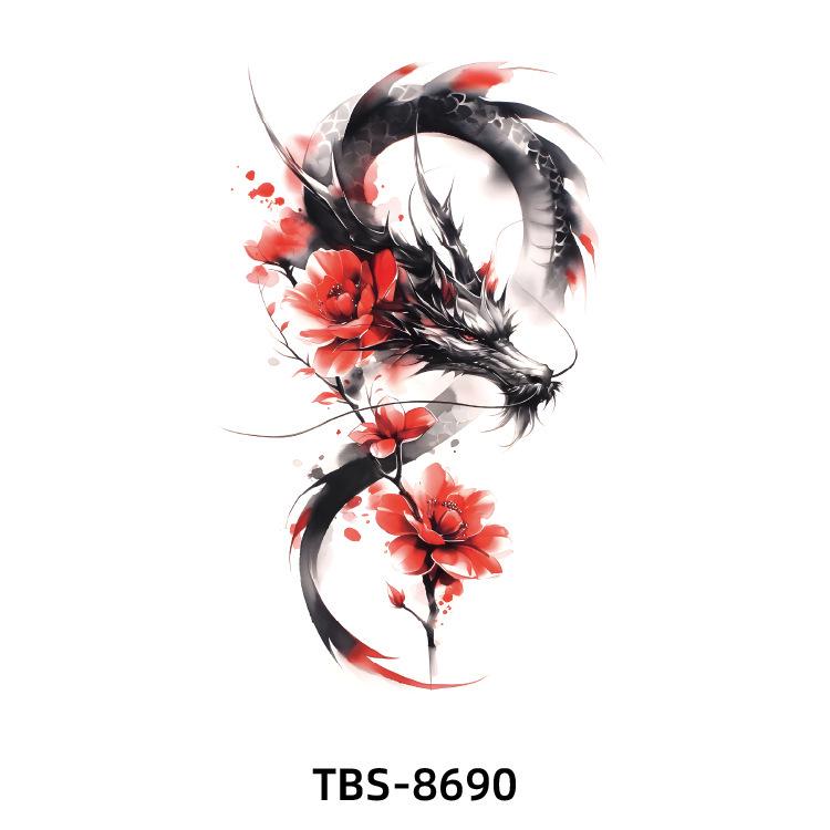 2025 Full/Half Arm Wolf, Tiger, & Flower Tattoo Stickers - European/American Style