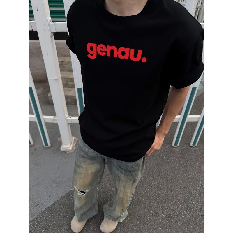 Creative Letter Pattern Crew Neck T-Shirt, Pure Cotton Summer Trendy Fashion Short Sleeve, Casual Daily Style Top