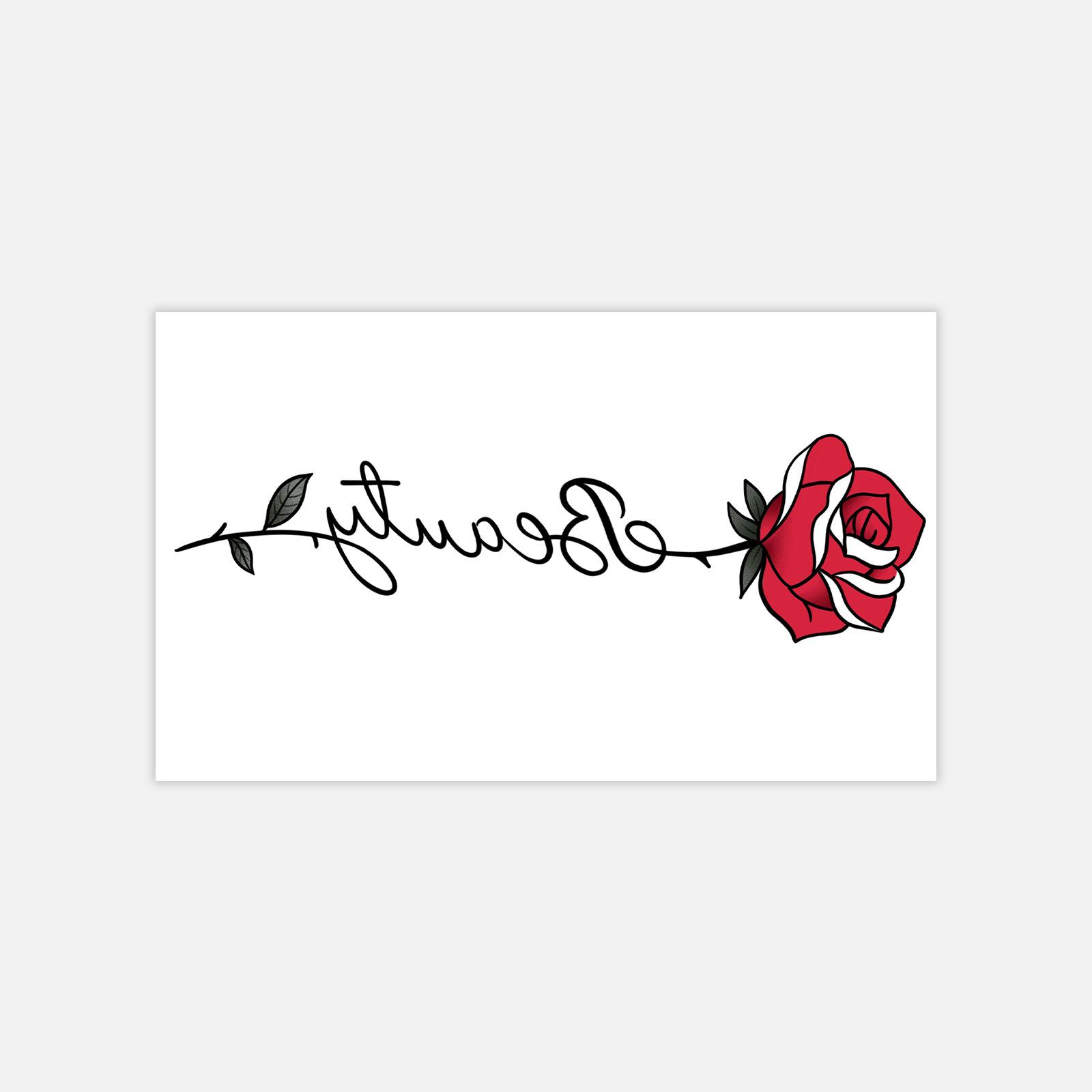 Dark Rose English Short Sentences Tattoo Sticker Collarbone Tattoo Sticker 10*6