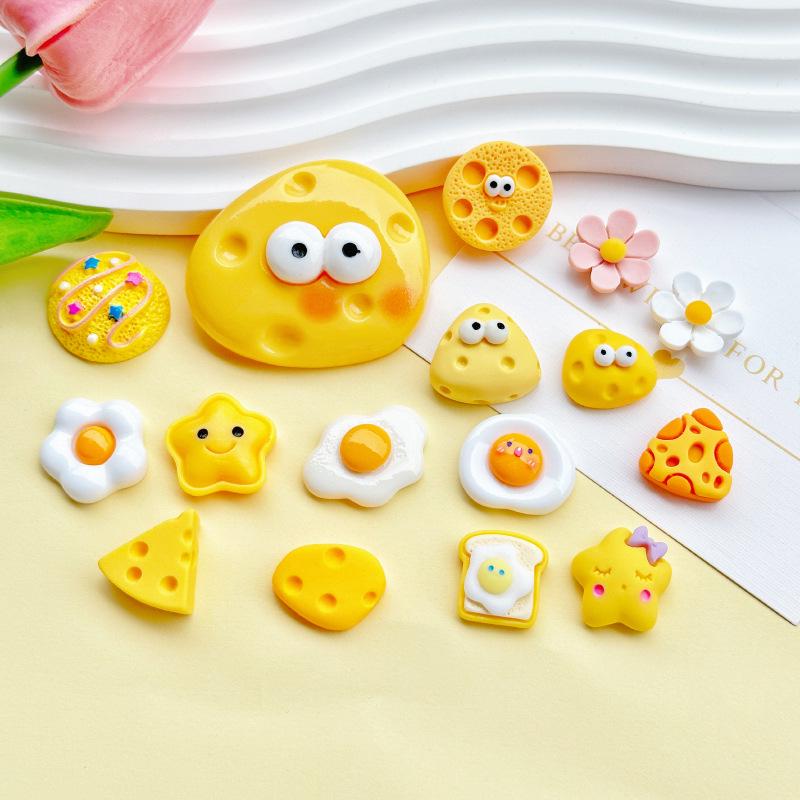 Käse-Serie Harzschmuck & Accessoire-Set: Enthält Handyhülle, Crocs-Magnet, Haarspangen-Materialien.