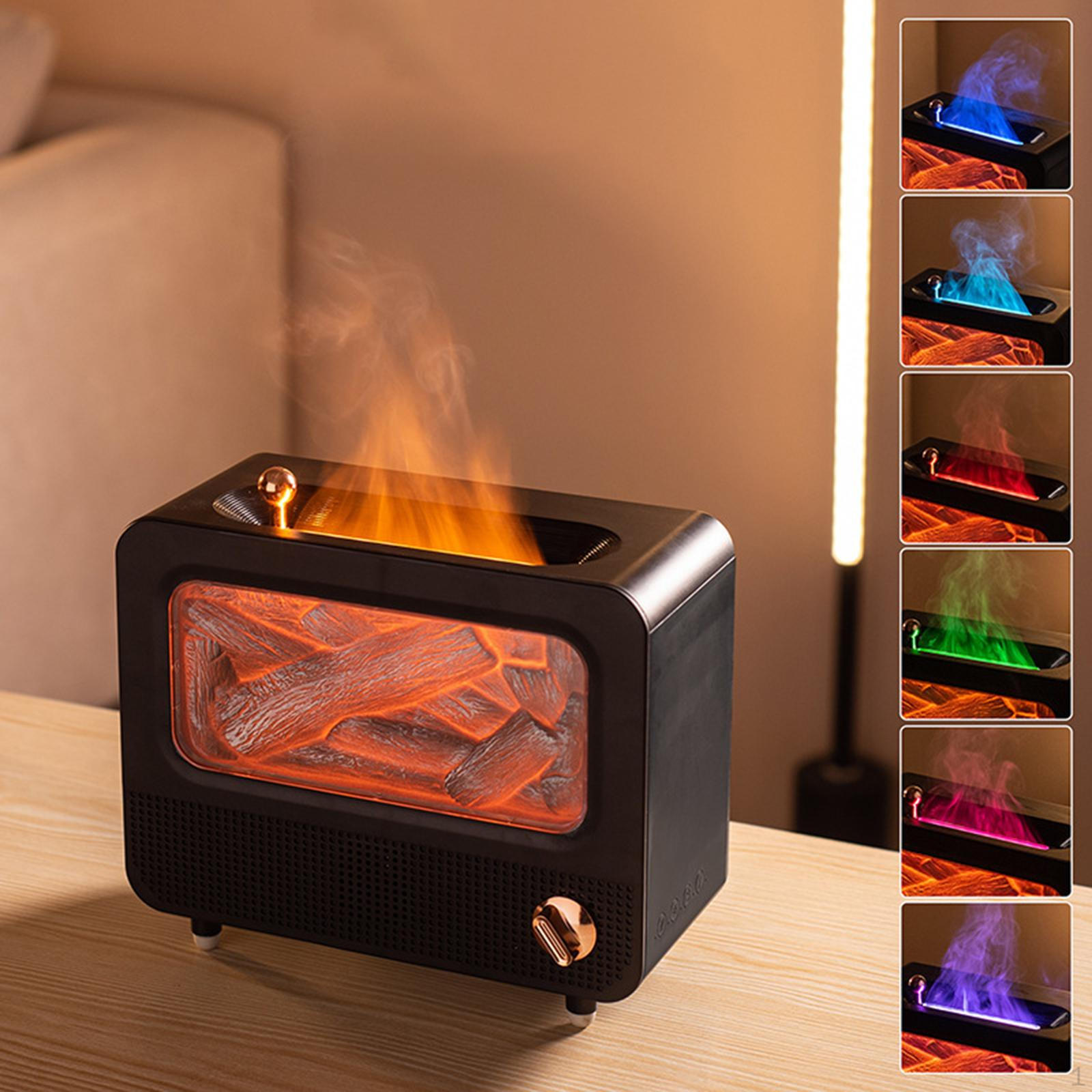 

Аромадиффузор с имитацией пламени для офиса и дома чёрный