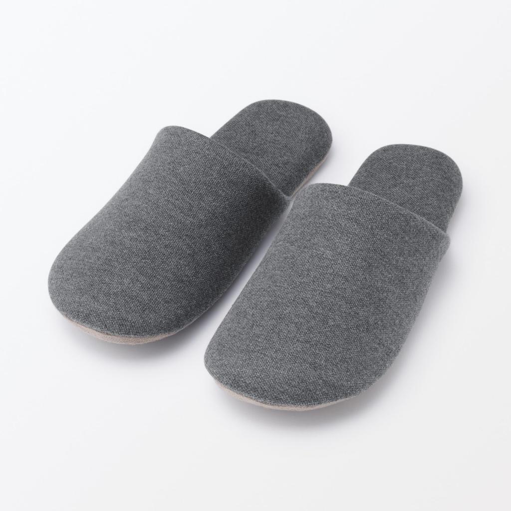 Japanese MUJI Cotton Piqué Comfort Slippers Gray