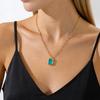 Vintage Emerald Pendant Necklace 18K Gold Titanium Steel Necklace Temperament Autumn And Winter Necklace Color Retention