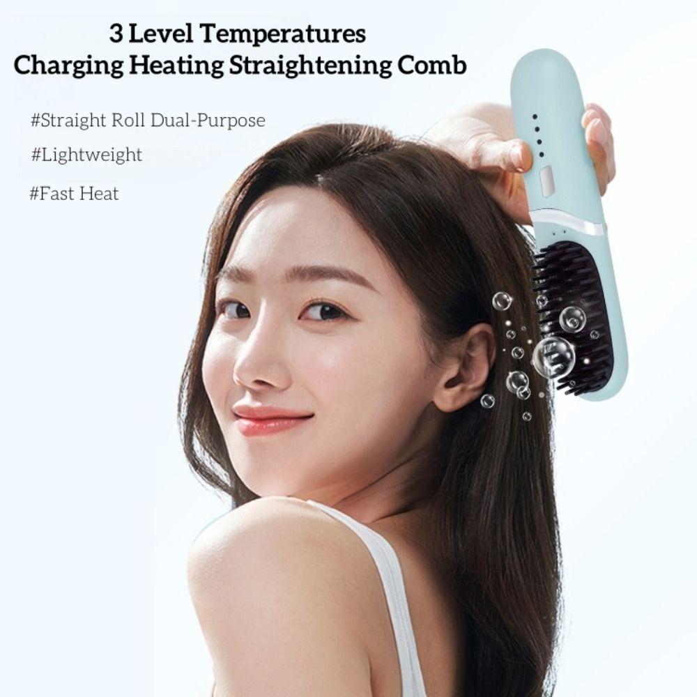 

Long Lasting Charging Straight Hair Comb Electric Hot Comb Straight and Curly Hair синій