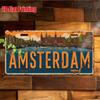 Ré Bemol Placa de Metal Vintage de Amsterdam x cm Decoração de Parede em Alumínio com Design de Paisagem Urbana Holandesa Windpro