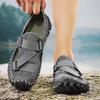 Men Outdoor Hiking Sandals Handmade Summer Roman Sandals Retro Wide Close Toe Grey Beach Water Shoes Plus Size