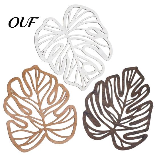 Bedroom Wall Hanging Decor 3Pcs Hollow Monstera Leaf Decoration, Wooden Tropical Art Plaque, Decorative Natural Style Accents Sculpture with Hook for