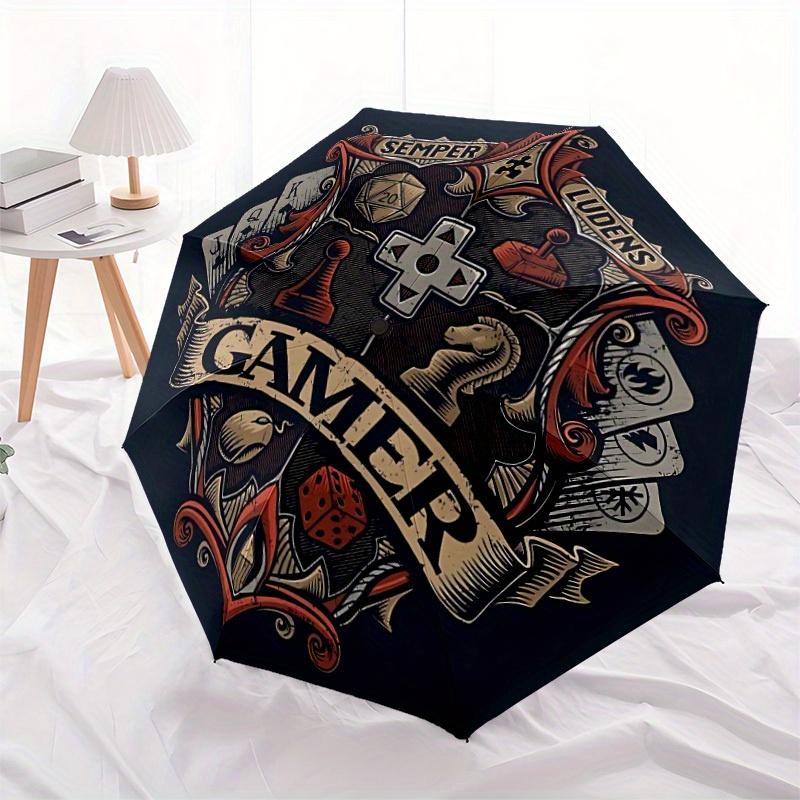 1pc Gamer Crest Auto Open/close, All-Season Portable Folding Umbrella for Women & Men, Travel, Everyday, Formal Events - Compact Luxury Parasol, Outdo