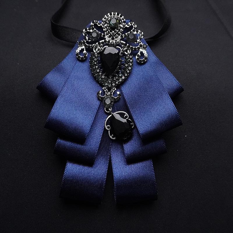Detachable Bow Tie Brooch Silk Ribbon Collar Pin for Shirts & Blouses Fashion Floral Bow Clip for Women's Casual Outfit