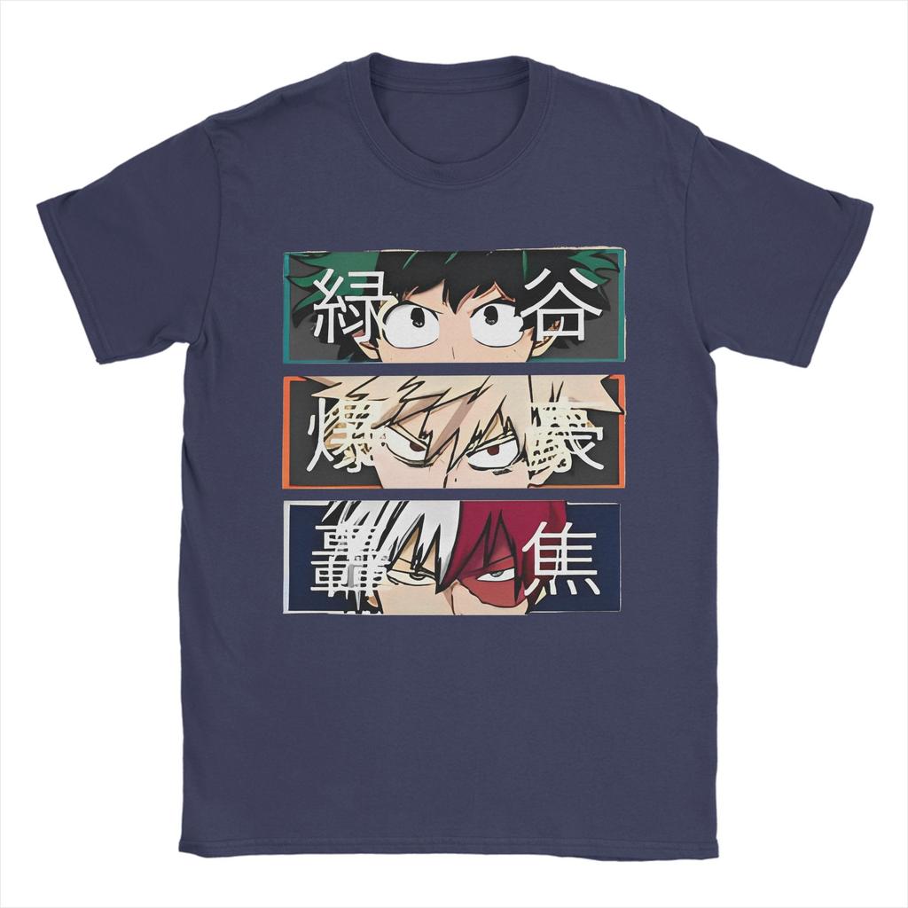 Cartoon My Hero Academia T-Shirt Deku Bakugou Katsuki Todoroki Shoto Reine Baumwolle Oberteile Rundhals T-Shirts 4XL 5XL 6XL T-Shirts
