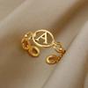 Hot-selling Stainless Steel Hollow Letter Ring Personalized Simple K Gold Plated Letter Ring