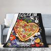 Fast Food Poster Pizza Love Heart Fleece Throw Blankets  for Bedding Throws Knitted Blanket Outdoor Super Soft Breathable