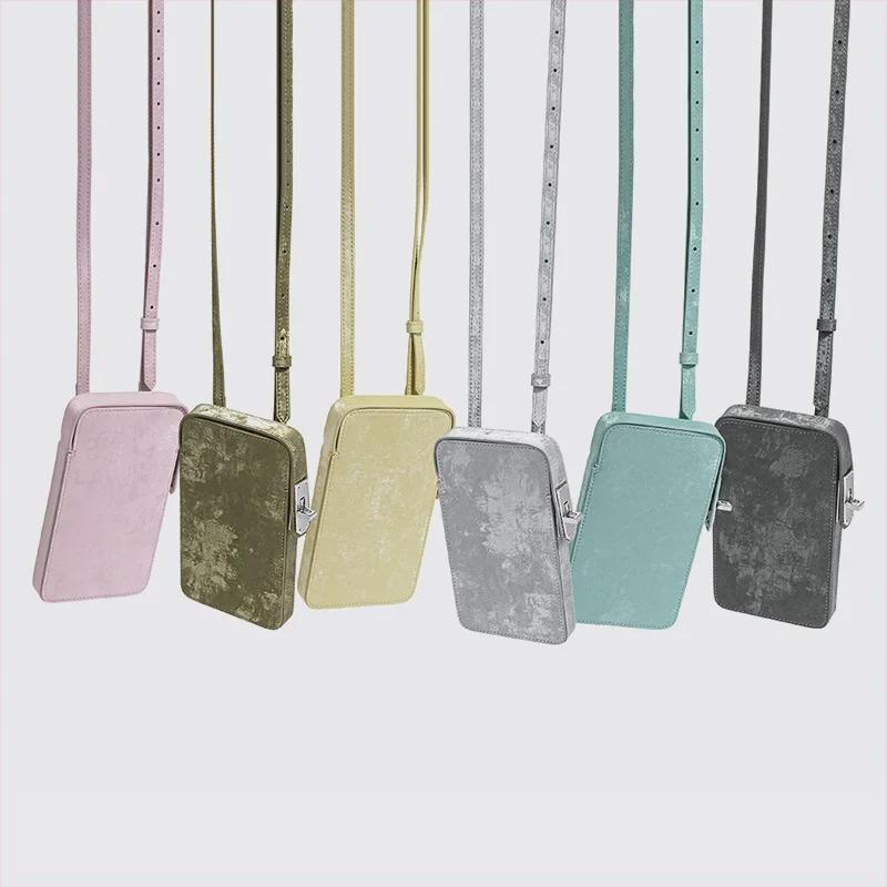 Women's Genuine Leather Palm Pattern Mini Crossbody Phone Bag