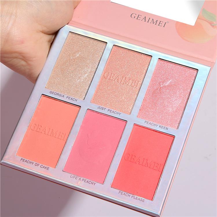 Six-color Highlighter Blush Eyeshadow All-in-one Plate Multifunctional Face Brightening Glitter Pearl Eyeshadow Student Affordable Makeup