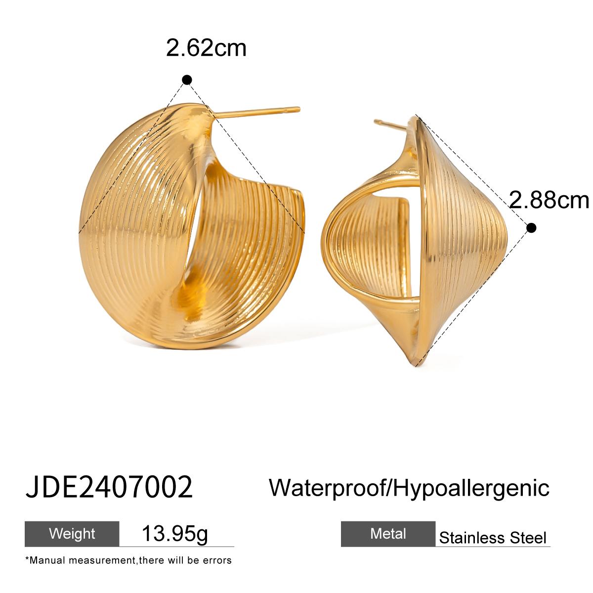 

Youthway Stainless Steel Irregular Twisted Ribbed Earrings Creative Anti Allergic Waterproof Metal Women Statement Jewelry