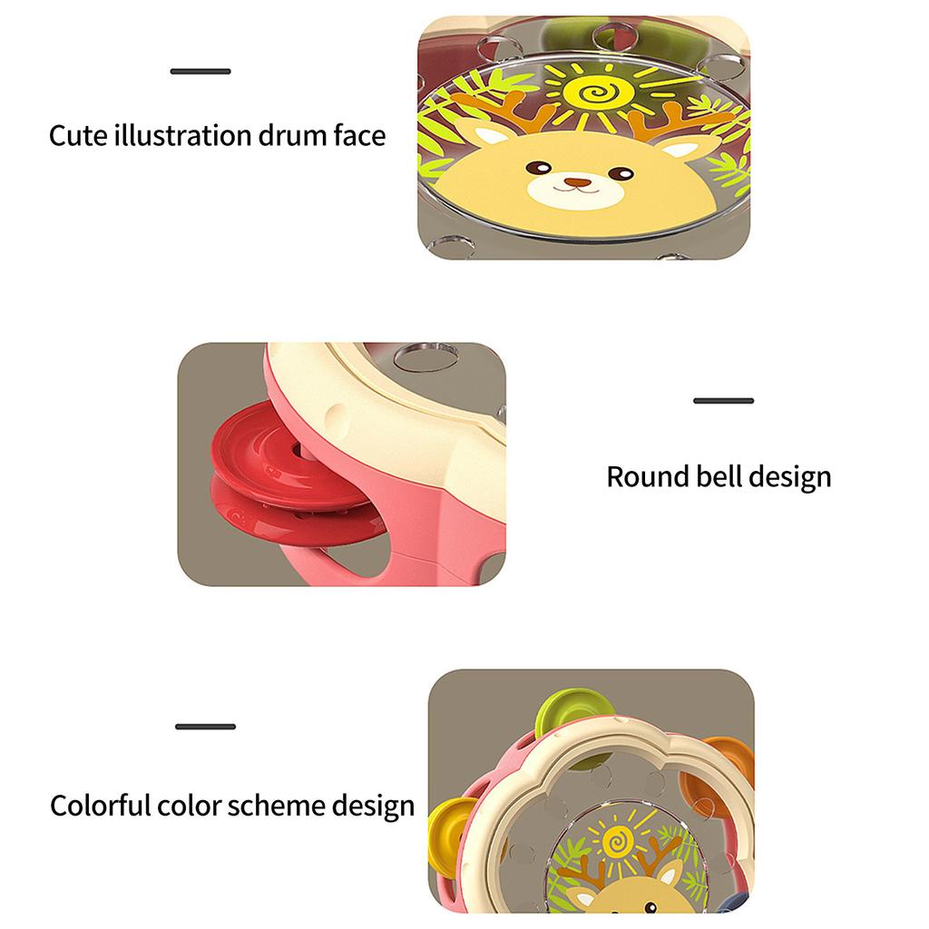 Cartoon Musical Hand Drum Rattle Children Toy For Early Childhood Development Safe Fine Motor Skill Percussion Toy
