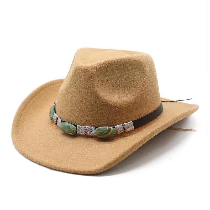 Spring Men'S And Women'S Riding Woolen Felt Hats Western Cowboy Hats British Classic Retro Wide-Brimmed Top Hats