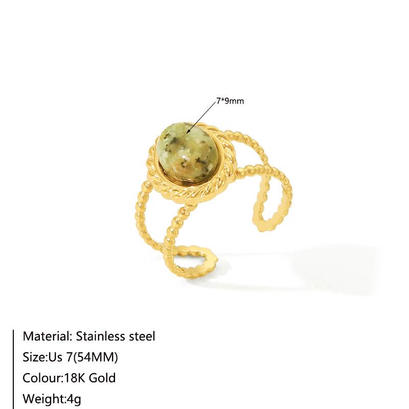 INS-Stil 18K Gold Plated Edelstahlring mit natürlichem Halbedelstein - Modischer, Vielseitiger, Nicht verblassender Schmuck