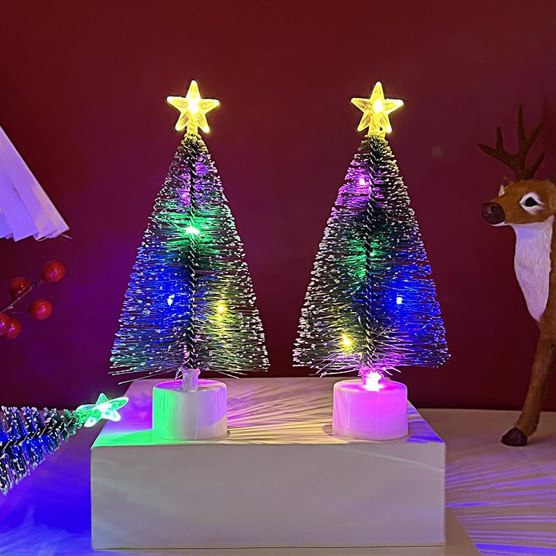 1/3 peças Luminosa Árvore de Natal Mini Enfeites de Mesa Decoração de Natal para Casa Ano Novo Presentes para Festa de Natal Suprimentos