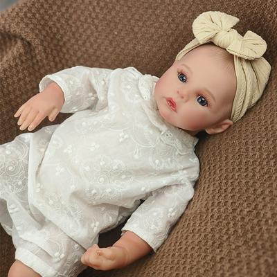 Lebensechte 46 cm Reborn Baby Girl Puppe Wiese Ganzkörper-Silikon-Simulationspuppe kann baden, handgefertigt, 3D-bemalte Haut, Neugeborenenpuppen für Kinder, Weihnachtsgeschenke