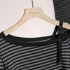 Women's Lyocell Off-Shoulder Striped Long-Sleeve T-Shirt