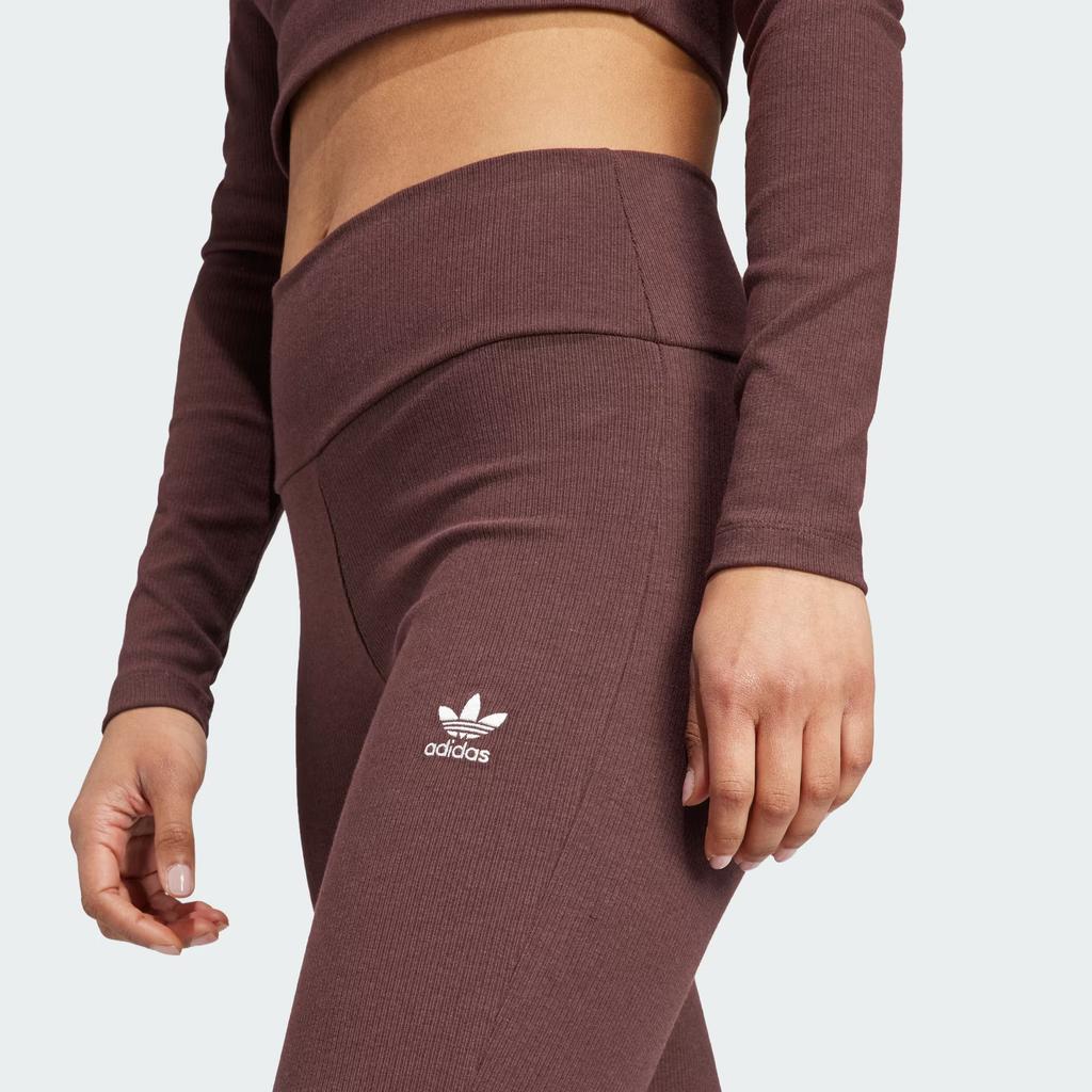 Adidas Originals Essentials Rib Flared Pants With Logo Women Bottoms Dark-Grey-Brown IJ5398