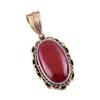 Natural Red Jasper Gemstone 925 Solid Sterling Silver TwoTone Pendant 1.50" R9d61