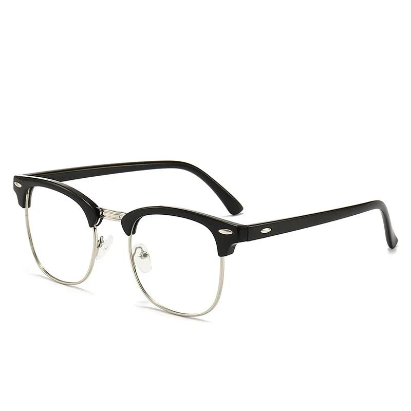 Men Retro Anti-Blue Light Glasses Classic Vintage Half Frames Anti Blue Light Blocking Computer Eyeglasses For Women Accessory
