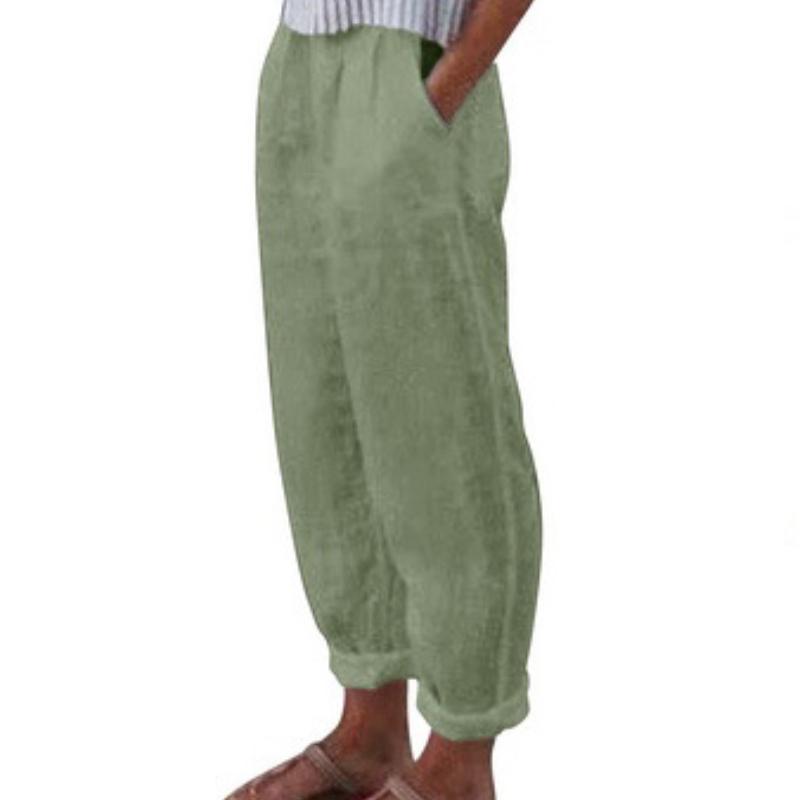 

GMXIA Airy Commuter Cotton & Linen Straight Pocket Casual Pants XXXL светло-зеленый