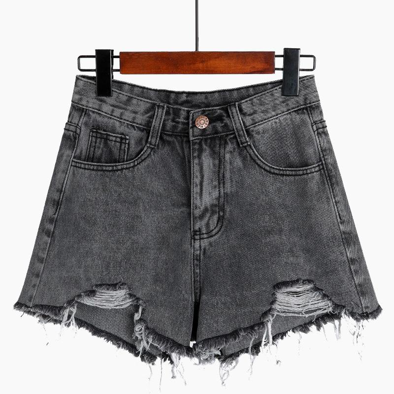 Kalhoty Klasická a minimalistická móda Všestranné Nepravidelný Surový okraj S vysokým pasem Dámské Letní Roztrhané Volné Široké džínové šortky Individualita