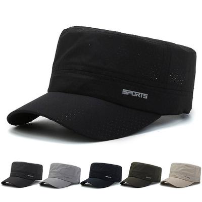Fashion Flat Top Hat Men's Outdoor Quick-drying Hat Summer New Mesh Hat Breathable Light Sun Hat Men's Cap