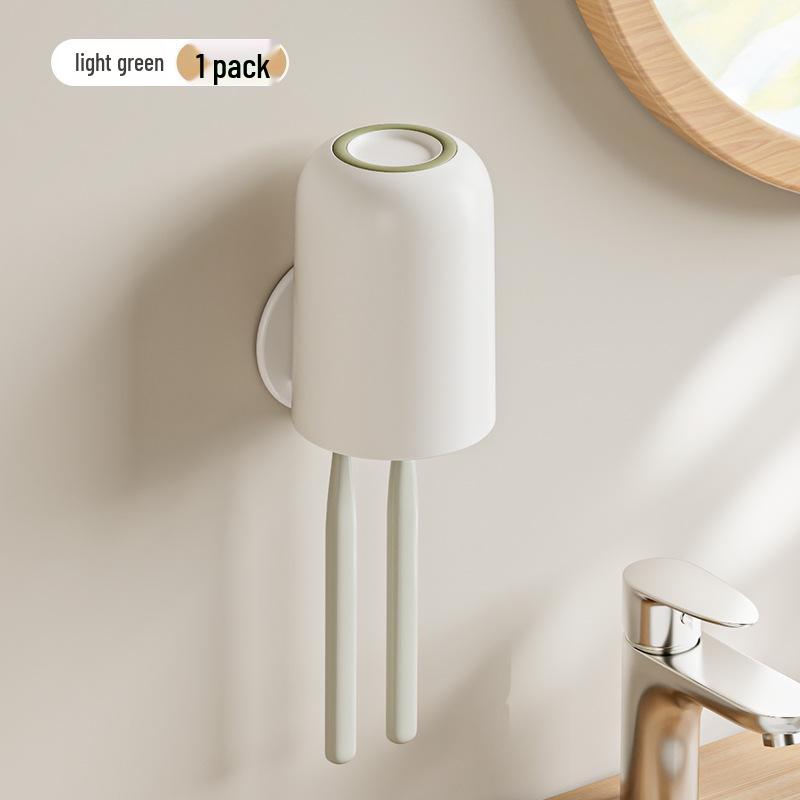 Punch-Free Wall-Mounted Toothbrush Holder & Cup Set