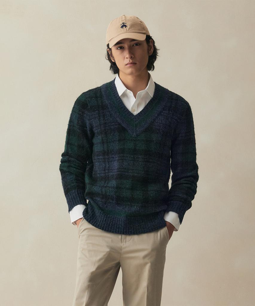 BROOKS BROTHERS Brushed Wool Blackwatch Tennis Sweater (Multi) (Bbwnmm38797Ew)