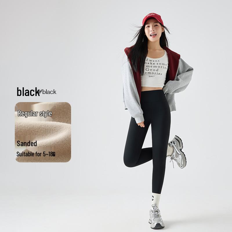 

Women s Autumn/Winter High-Waist Velvet Shark Pants: Extra Long Yoga Style, Tummy Control, Plus Size. L (52-60 kg)